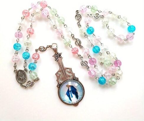 Catholic Rosary Bead Necklace for Women Long Chain Crucifix Cross Pendant Female Religious Prayer Jewelry Wall Cross Decoration in Saudi Arabia