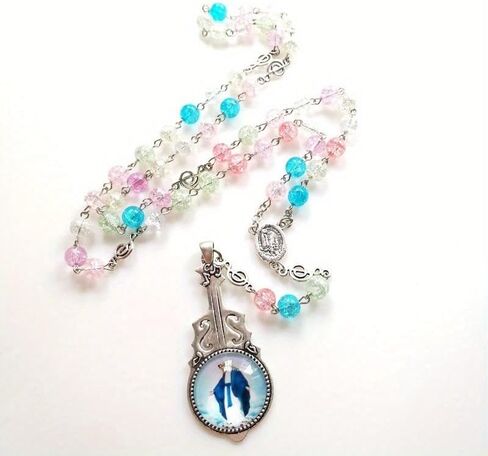 Catholic Rosary Bead Necklace for Women Long Chain Crucifix Cross Pendant Female Religious Prayer Jewelry Wall Cross Decoration in Saudi Arabia