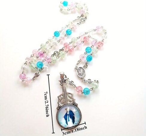 Catholic Rosary Bead Necklace for Women Long Chain Crucifix Cross Pendant Female Religious Prayer Jewelry Wall Cross Decoration in Saudi Arabia