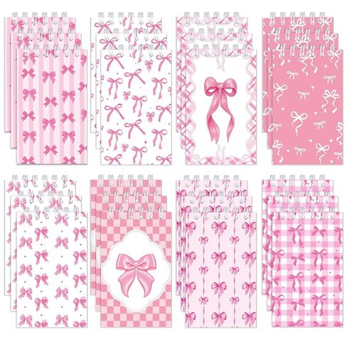 Faccito 24 Pcs Pink Bow Mini Notebook Cute Coquette Pink Party Favors Preppy Bow Small Notepads Coquette Pocket Spiral Journal for Birthday Party Supplies Classroom Rewards Gift, 2.4 x 3.9 Inch in Saudi Arabia