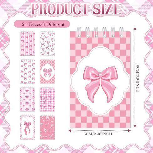 Faccito 24 Pcs Pink Bow Mini Notebook Cute Coquette Pink Party Favors Preppy Bow Small Notepads Coquette Pocket Spiral Journal for Birthday Party Supplies Classroom Rewards Gift, 2.4 x 3.9 Inch in Saudi Arabia