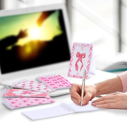 Faccito 24 Pcs Pink Bow Mini Notebook Cute Coquette Pink Party Favors Preppy Bow Small Notepads Coquette Pocket Spiral Journal for Birthday Party Supplies Classroom Rewards Gift, 2.4 x 3.9 Inch in Saudi Arabia