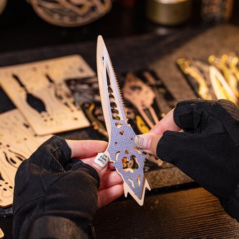 MU 3D Wooden Puzzle Knife DIY Assembled Knife Metal Puzzles for Adult, Military Model Wooden Swords Guns Model Kits Building DIY Set, Mechanical Toys Gift to Father Brother Purple Claw in Kuwait