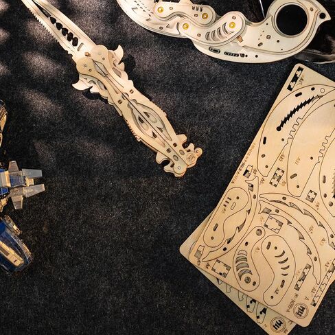 MU 3D Wooden Puzzle Knife DIY Assembled Knife Metal Puzzles for Adult, Military Model Wooden Swords Guns Model Kits Building DIY Set, Mechanical Toys Gift to Father Brother Purple Claw in Kuwait