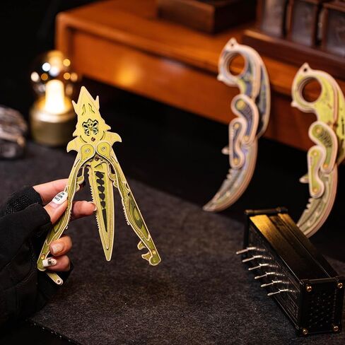 MU 3D Wooden Puzzle Knife DIY Assembled Knife Metal Puzzles for Adult, Military Model Wooden Swords Guns Model Kits Building DIY Set, Mechanical Toys Gift to Father Brother Purple Claw in Kuwait