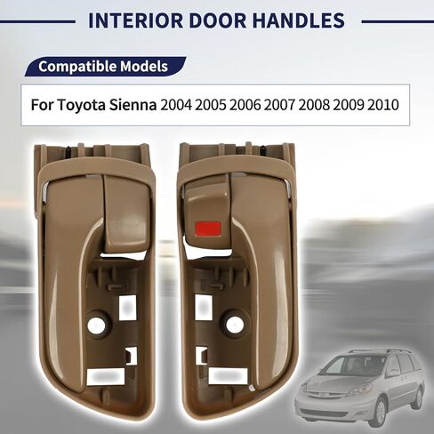 مقابض الأبواب الداخلية اليسرى واليمنى متوافقة مع Toyota Sienna 2004 2005 2006 2007 2008 2009 2010 استبدال 69206-AE010 69205-AE010 69206-AE010-B1 مقبض داخلي 2 قطعة in Saudi Arabia