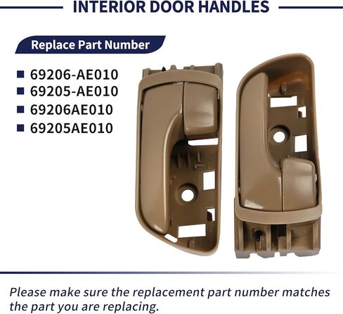 مقابض الأبواب الداخلية اليسرى واليمنى متوافقة مع Toyota Sienna 2004 2005 2006 2007 2008 2009 2010 استبدال 69206-AE010 69205-AE010 69206-AE010-B1 مقبض داخلي 2 قطعة in Saudi Arabia