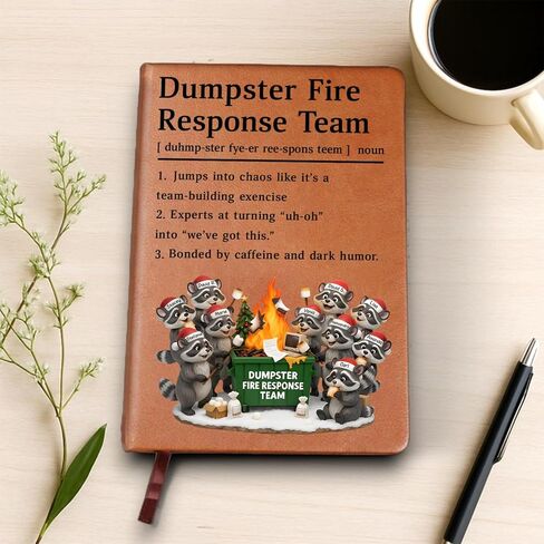 Giantbighands Personalized Racoon Dumpster On Fire Response Team Leather Notebook, Custom Dumpster Fire Notebook Funny Xmas Gift for Coworker Boss A01 in Saudi Arabia