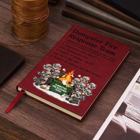 Giantbighands Personalized Racoon Dumpster On Fire Response Team Leather Notebook, Custom Dumpster Fire Notebook Funny Xmas Gift for Coworker Boss A01 in Saudi Arabia