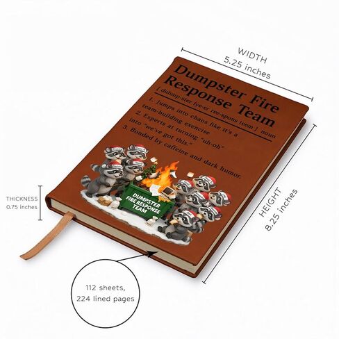 Giantbighands Personalized Racoon Dumpster On Fire Response Team Leather Notebook, Custom Dumpster Fire Notebook Funny Xmas Gift for Coworker Boss A01 in Saudi Arabia