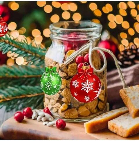 500 Merry Christmas Stickers, Christmas-Themed Sealed Label Stickers, Suitable for Gift Baking Packaging, Envelopes, Stationery Decoration(Green Plus red in Saudi Arabia