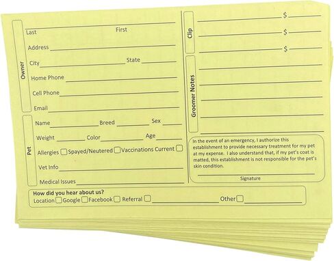 Gray Dog Grooming Client Cards 4X6 (100 Pack, 4 X 6 Inches) Client Information Clip Cards for Pet Groomer, Kennels, and Veterinarians in Saudi Arabia