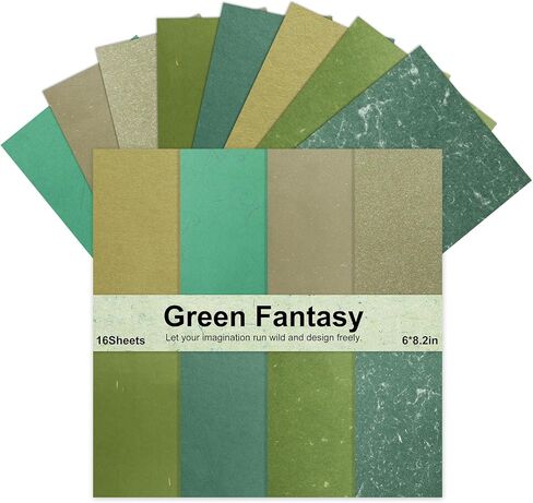 16 Sheets Green Spring Scrapbook Paper Pad - 6x8.2in Textured Cardstock, Vintage Decorative Patterned for Scrapbooking, Journaling, DIY Crafts, Scrap Book Paper Sheets, Junk Journals Decoration in Saudi Arabia