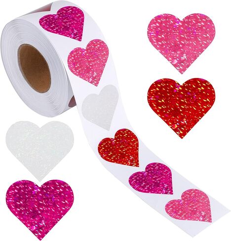 Ruisita 500 Pieces Glitter Heart Stickers Valentine's Love Decorative Stickers Valentine's Day Decorations Accessories (Style 4) in Saudi Arabia