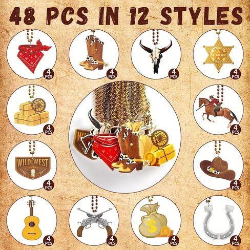 24pcs رعاة البقر راعية البقر حبة قلادة السائبة زخارف الطرف الغربي بلدي أول روديو قبعة رعاة البقر الأحذية ديكور لرعاة البقر راعية البقر الطرف تفضل اللوازم الهدايا قلادة الغربية للأطفال، 12 أنماط in Saudi Arabia