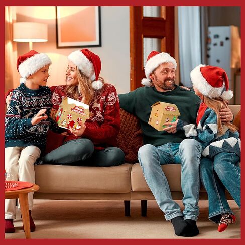 Aneco 24 Sets Christmas Gingerbread House Craft Kit with Twine DIY Xmas Gift Cookies Candy Boxes Build Kraft Gingerbread House Supplies for Christmas Holiday Fun Party Game Decorations in Saudi Arabia