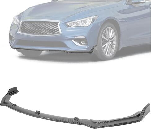 KUAFU 3 قطع حافة ممتصة للصدمات الأمامية متوافقة مع 2018-2024 Infiniti Q50 Luxe/Base Models JDM Style، تحت الذقن Spoiler Splitter Diffuser Protector Air Dams Body Kit (أسود لامع) in Kuwait