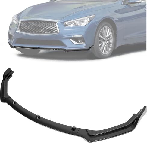 KUAFU 3 قطع حافة ممتصة للصدمات الأمامية متوافقة مع 2018-2024 Infiniti Q50 Luxe/Base Models JDM Style، تحت الذقن Spoiler Splitter Diffuser Protector Air Dams Body Kit (أسود لامع) in Kuwait