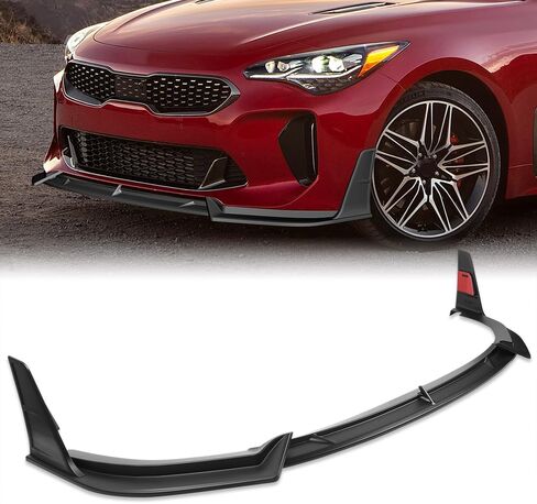 W-POWER، الشفة الأمامية الممتصة للصدمات تناسب 2018-2023 Kia Stinger، مقسم طقم الجسم الأمامي للشفاه الهوائية، أسود غير مطلي غير لامع، ABS، 2019 2020 2021 2022 in Saudi Arabia