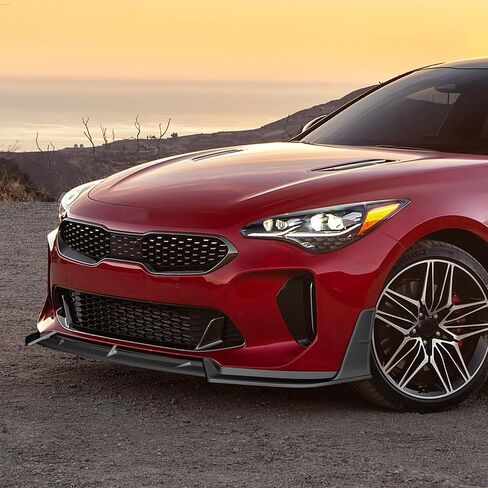 W-POWER، الشفة الأمامية الممتصة للصدمات تناسب 2018-2023 Kia Stinger، مقسم طقم الجسم الأمامي للشفاه الهوائية، أسود غير مطلي غير لامع، ABS، 2019 2020 2021 2022 in Saudi Arabia