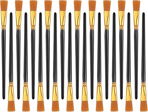 20 Pcs 1/2 inch Flat Paint Brushes, Watercolor Acrylic Paint Brushes Small Painting Brush with Wooden Handle for Watercolor, Oil, Crafts, Face, Canvas in Saudi Arabia