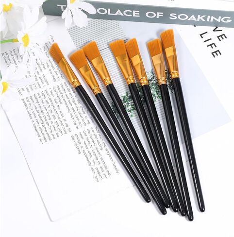 20 Pcs 1/2 inch Flat Paint Brushes, Watercolor Acrylic Paint Brushes Small Painting Brush with Wooden Handle for Watercolor, Oil, Crafts, Face, Canvas in Saudi Arabia