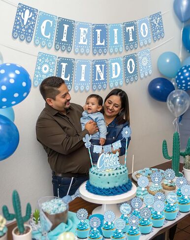 مجموعة ديكورات الحفلات الوردية من Cielito Lindo - لافتات Papel Picado وأغطية الكب كيك لأعياد الميلاد، وحفلات استقبال المولود الجديد، ومستلزمات العيد المكسيكي in Saudi Arabia