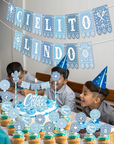 مجموعة ديكورات الحفلات الوردية من Cielito Lindo - لافتات Papel Picado وأغطية الكب كيك لأعياد الميلاد، وحفلات استقبال المولود الجديد، ومستلزمات العيد المكسيكي in Saudi Arabia