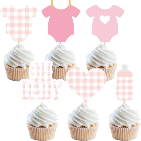 قطعة علوية للكب كيك من القماش القطني للأولاد أو البنات تكشف عن الجنس لتزيين حمام الطفل أفكار حفلات منقوشة 36 قطعة باللون الأزرق والوردي in Kuwait