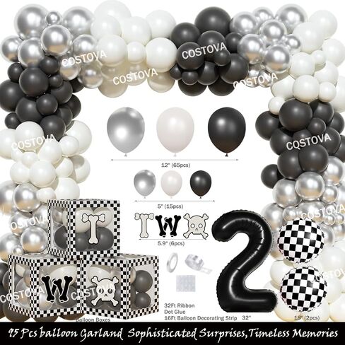 Bad Two the Bone Party Decorations Boy – 110 PCs Bad 2 The Bone Party Supplies with Backdrop, Cake Topper, Balloon Garland, Balloon Boxes, Cupcake Toppers, Cut-Outs in Saudi Arabia