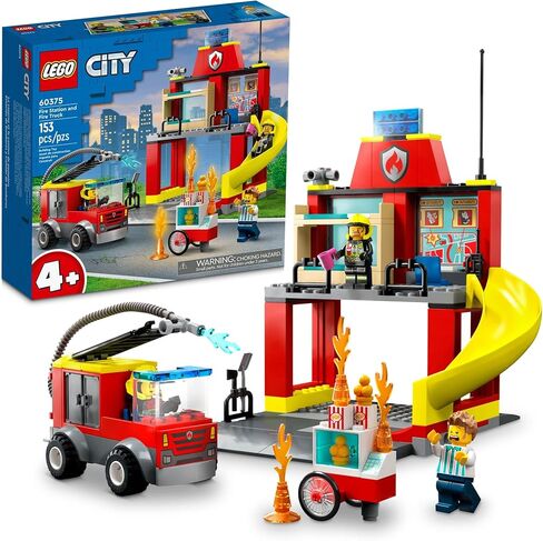 Lego City Fire Station and Fire Engine 60375, Pretend Play Fire Station with Firefighter Minifigures, Educational Vehicle Toys for Kids Boys Girls Age 4+ in Saudi Arabia