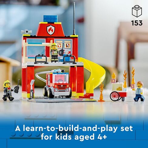 Lego City Fire Station and Fire Engine 60375, Pretend Play Fire Station with Firefighter Minifigures, Educational Vehicle Toys for Kids Boys Girls Age 4+ in Saudi Arabia