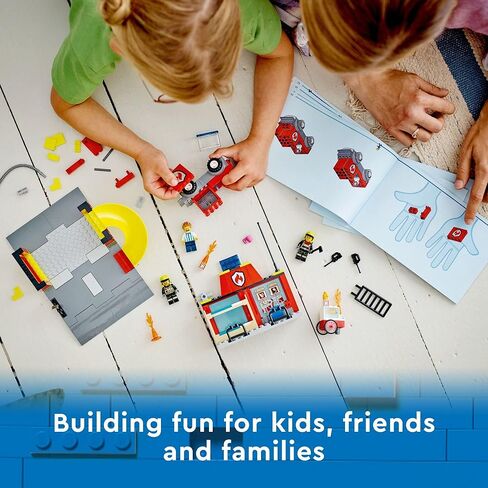 Lego City Fire Station and Fire Engine 60375, Pretend Play Fire Station with Firefighter Minifigures, Educational Vehicle Toys for Kids Boys Girls Age 4+ in Saudi Arabia