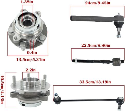 10PCS Front Wheel Bearning Hub Sway Bar End Link Tie Rod Replacement for Nissan Altima 2007-2013 Replacement Part Number ES800357 ES800358 EV800356 in Saudi Arabia