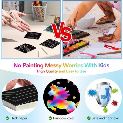 50Pcs Magic Drawing Art Craft Scratch Paper Art Set Preschool Learning Birthday Activities Supply in Saudi Arabia