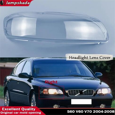 Head Light Lamp Lens Housing Headlight Lamp Shell Compatible For Volvo S60 V60 V70 2004-2008 Front Lampshade Head Light Lamp Cover(A Piar) in Saudi Arabia