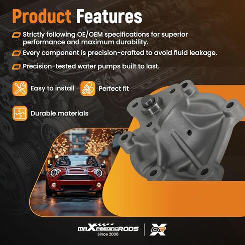 maXpeedingrods AW6244 Engine Water Pump for Mini Cooper 2007-2015, for Mini Cooper Countryman 2011-2016, for Mini Cooper Paceman 2013-2016, L4 1.6L Engine, Replaces 1517550484 in Saudi Arabia