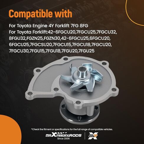 maXpeedingrods Engine Water Pump for Forklift 7FG 8FG 4Y 7 Series Engine for Toyota Forklift 42-6FGCU20, 7FGCU25, 7FGCU32, 8FGU32 Replacement 161107815671 in Saudi Arabia