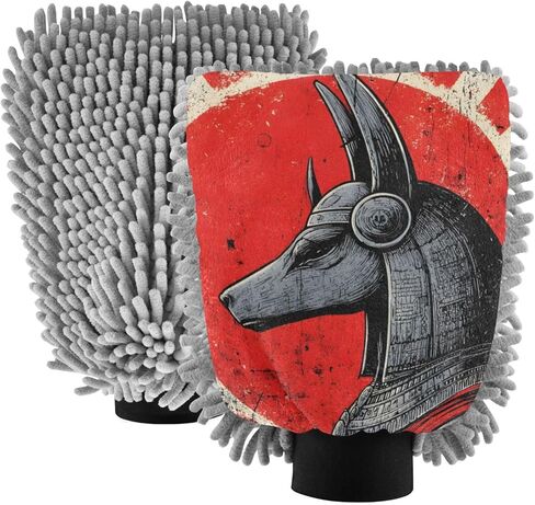 AIXIWAWA Vintage Anubis Print Car Wash Mitt Washing Glove Scratch Free Water Absorbent 2 Pack Medium in Saudi Arabia