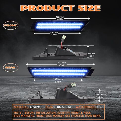 Dynamic Front Rear Bumper Side Marker Lights Compatible with Chevy Camaro 2010-2015, Dual Rows Fender Marker Lamps Assembly, Pink Purple Smoked Lens LED Sidemarker Lamps Reflectors, 4PCS in Kuwait