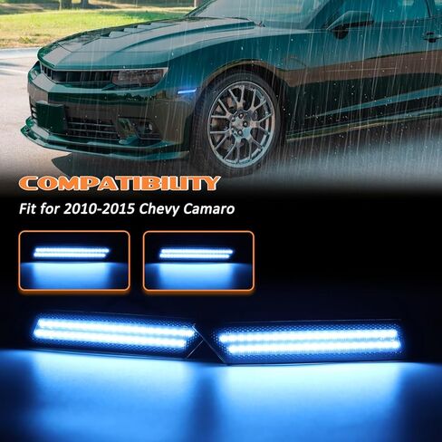 Dynamic Front Rear Bumper Side Marker Lights Compatible with Chevy Camaro 2010-2015, Dual Rows Fender Marker Lamps Assembly, Pink Purple Smoked Lens LED Sidemarker Lamps Reflectors, 4PCS in Kuwait