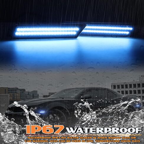 Dynamic Front Rear Bumper Side Marker Lights Compatible with Chevy Camaro 2010-2015, Dual Rows Fender Marker Lamps Assembly, Pink Purple Smoked Lens LED Sidemarker Lamps Reflectors, 4PCS in Kuwait