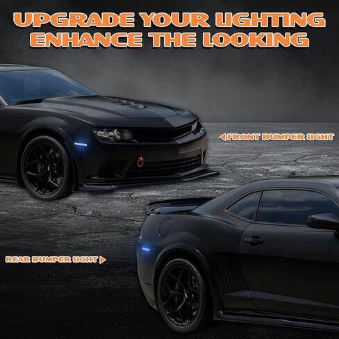 Dynamic Front Rear Bumper Side Marker Lights Compatible with Chevy Camaro 2010-2015, Dual Rows Fender Marker Lamps Assembly, Pink Purple Smoked Lens LED Sidemarker Lamps Reflectors, 4PCS in Kuwait