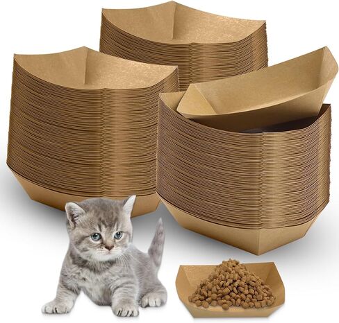 أوعية طعام الحيوانات الأليفة للاستعمال مرة واحدة، أوعية سميكة للحيوانات الأليفة للاستعمال مرة واحدة، 100 قطعة من أوعية تغذية الحيوانات الأليفة للاستعمال مرة واحدة للأطعمة الرطبة والجافة، والقطط، والجرو (9.44 بوصة × 6.49 بوصة) in Kuwait