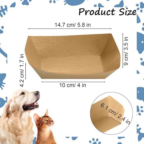 أوعية طعام الحيوانات الأليفة للاستعمال مرة واحدة، أوعية سميكة للحيوانات الأليفة للاستعمال مرة واحدة، 100 قطعة من أوعية تغذية الحيوانات الأليفة للاستعمال مرة واحدة للأطعمة الرطبة والجافة، والقطط، والجرو (9.44 بوصة × 6.49 بوصة) in Kuwait