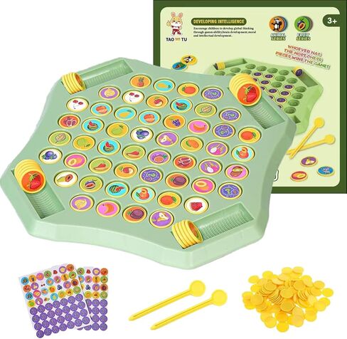 Flip Chess Memory Game, 54PCS Fruit Matching Puzzle Toy for Kids & Preschool, Educational Montessori Board Game for Memory & Logic, Family Fun, Birthday in Kuwait