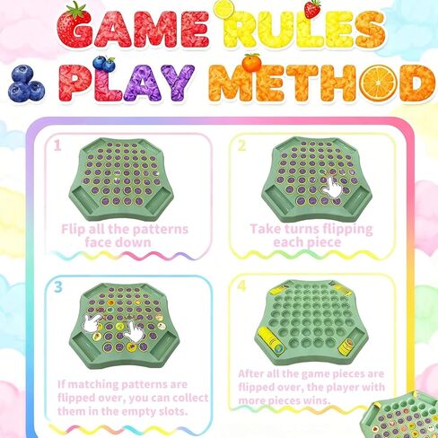 Flip Chess Memory Game, 54PCS Fruit Matching Puzzle Toy for Kids & Preschool, Educational Montessori Board Game for Memory & Logic, Family Fun, Birthday in Kuwait