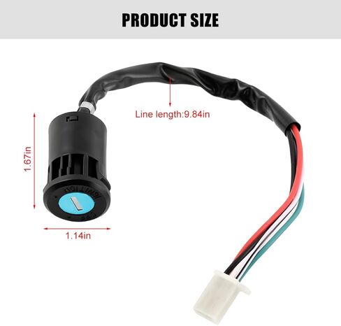 4 Pin Motorcycle Ignition Switch Set, Heavy Duty 4 Wire Quad Super Pocket Dirt Bike Switch Key with Cap, Scooter Electric Ignition Accessories, Universal for ATV, Pit Bike, Kart in Saudi Arabia