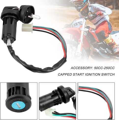 4 Pin Motorcycle Ignition Switch Set, Heavy Duty 4 Wire Quad Super Pocket Dirt Bike Switch Key with Cap, Scooter Electric Ignition Accessories, Universal for ATV, Pit Bike, Kart in Saudi Arabia