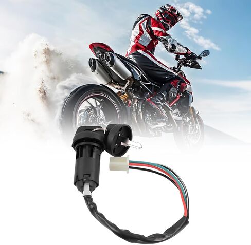 4 Pin Motorcycle Ignition Switch Set, Heavy Duty 4 Wire Quad Super Pocket Dirt Bike Switch Key with Cap, Scooter Electric Ignition Accessories, Universal for ATV, Pit Bike, Kart in Saudi Arabia
